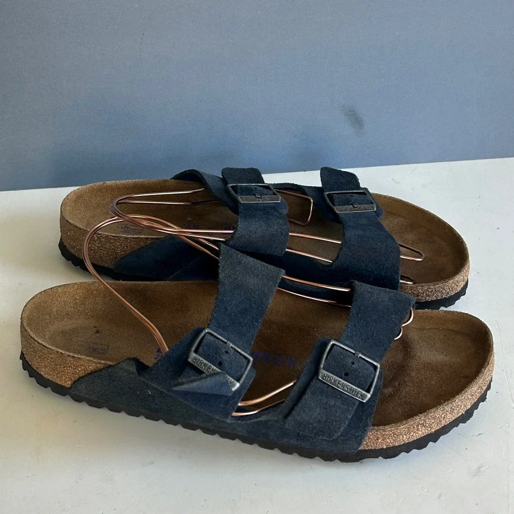 Birkenstock Arizona Sandals Men's 12 / 45 L14 Soft Footbed Navy Suede